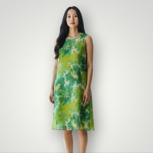 Calvin Klein Womens 4‎ Green Floral Sleeveless A-Line Shift Dress Tropical